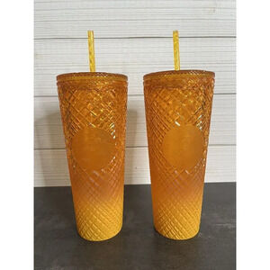 Starbucks NEW Mango Venti Tumblers- Orange (24oz)  Set Of 2